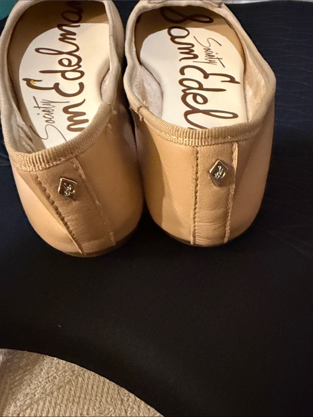 Sam Edelman Beige Leather Ballet Flats with Bow - Picture 3 of 6